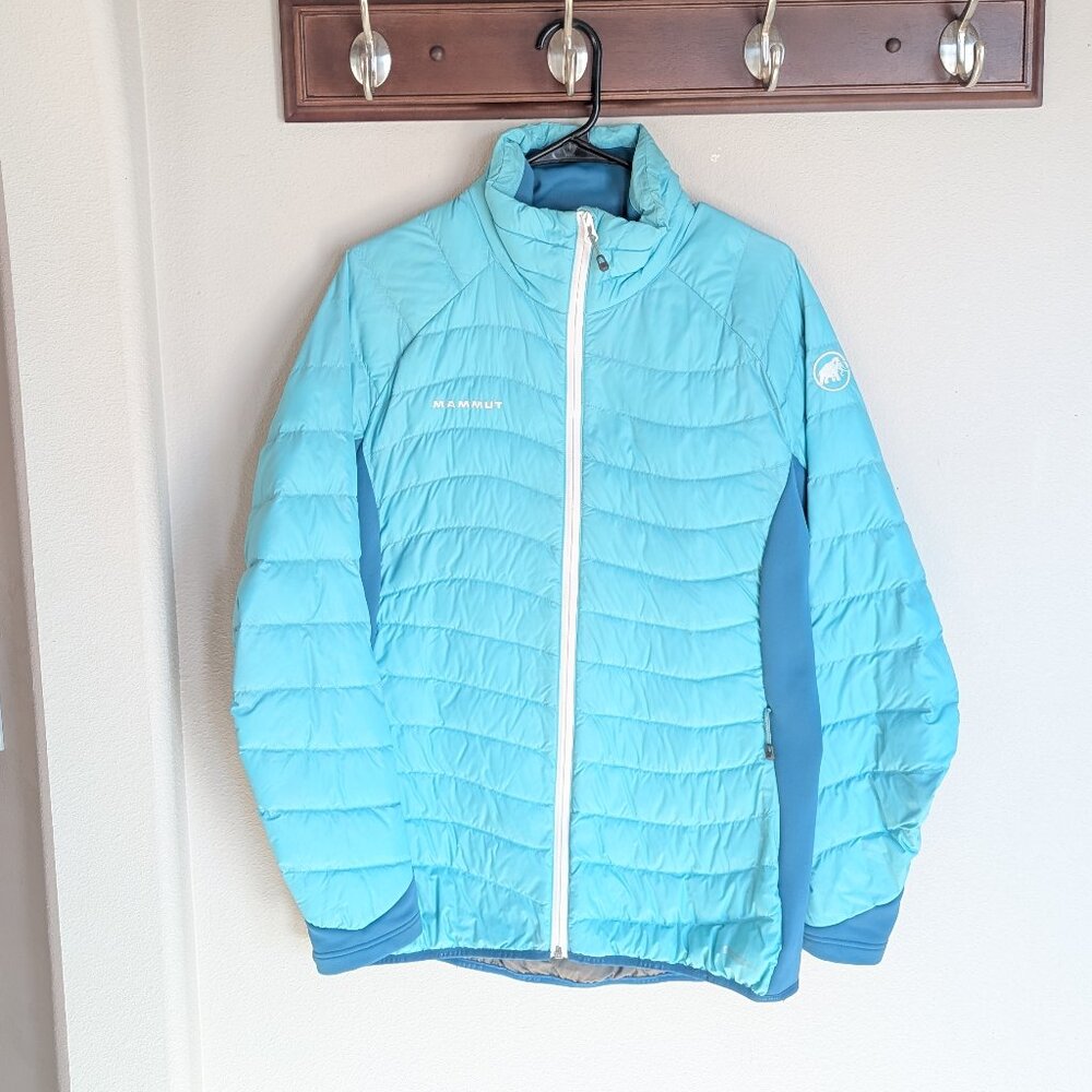 Mammut Flexidown Pertex Microlight Blue Green Duck Down Primaloft Jacket Large